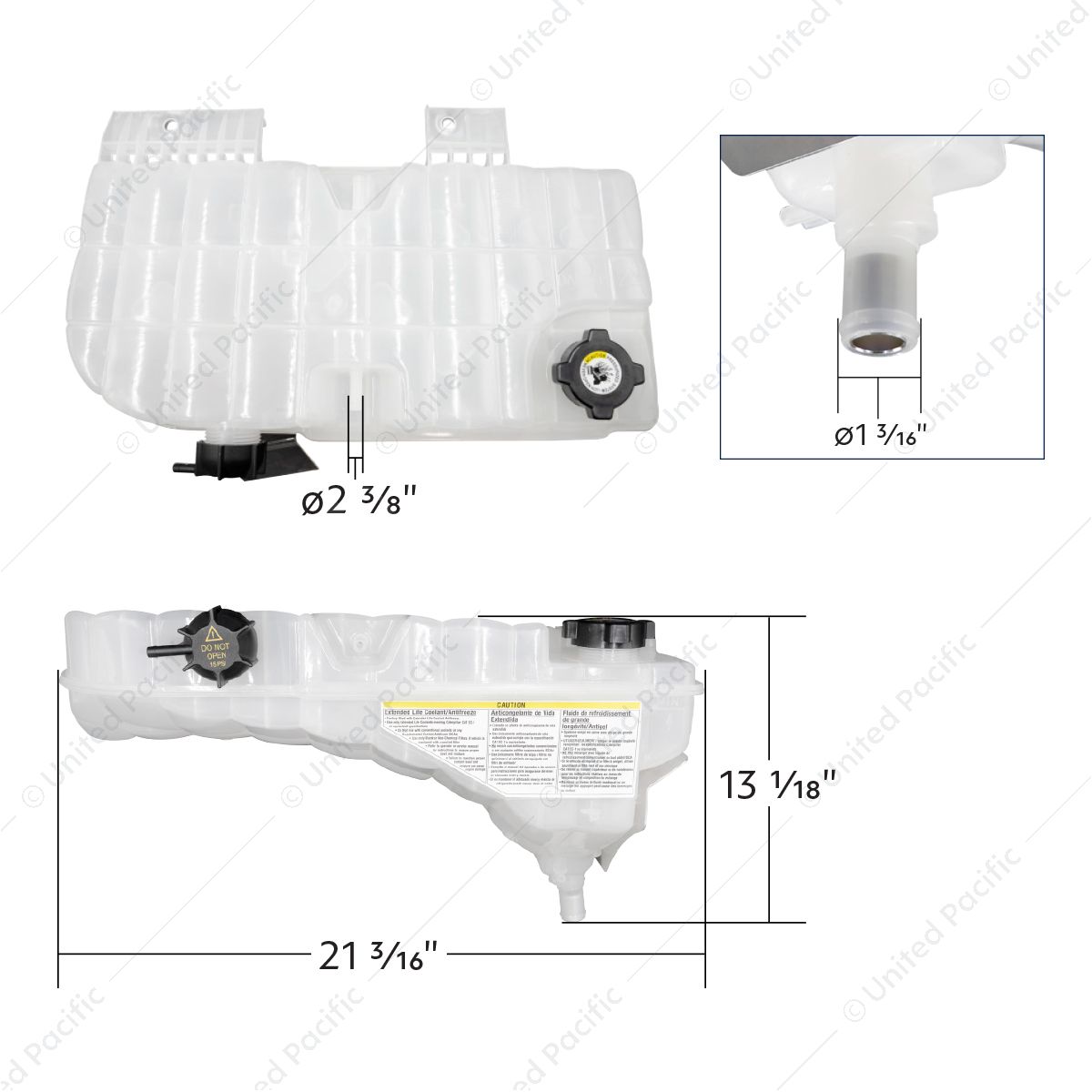 Pressurized Coolant Reservoir & Coolant Level Sensor For 2008-2022 Peterbilt 389 & Kenworth W900