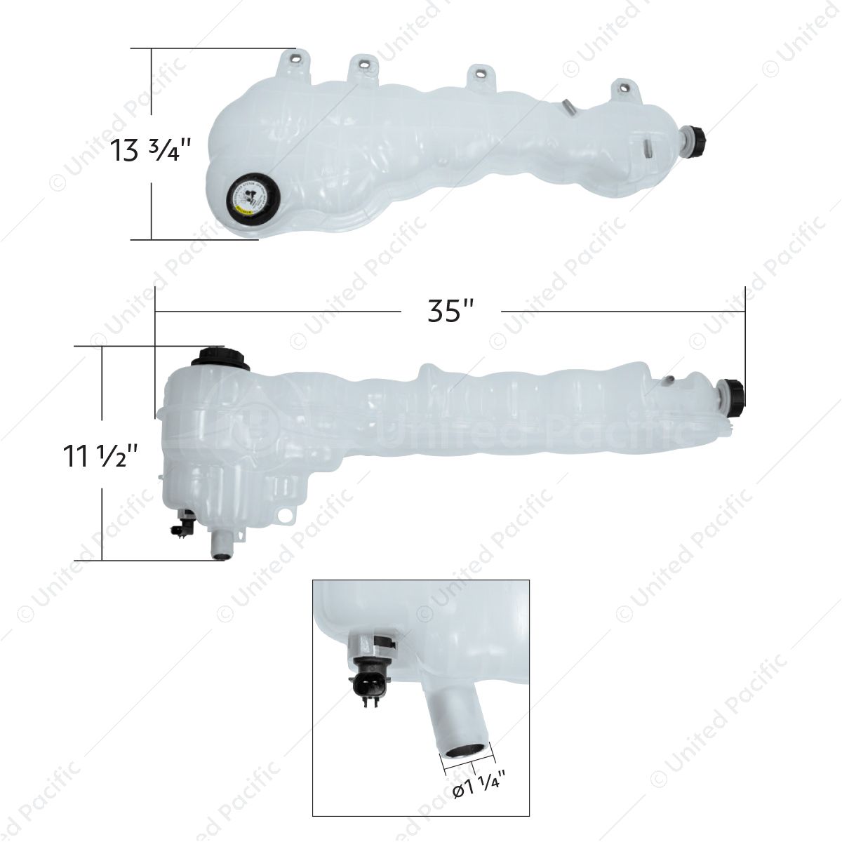 Pressurized Coolant Reservoir & Coolant Level Sensor For 2018-2026 Freightliner Cascadia