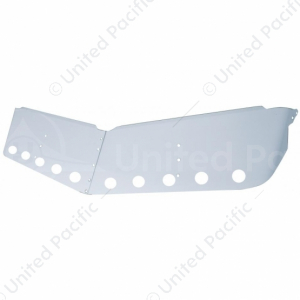 13" Stainless Low Roof Drop Sunvisor With Eight 2" Light Cutouts For Peterbilt (2004+)