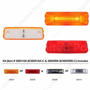 Rectangular Light Kit (Clearance/Marker) With Chrome Bracket - Red Lens