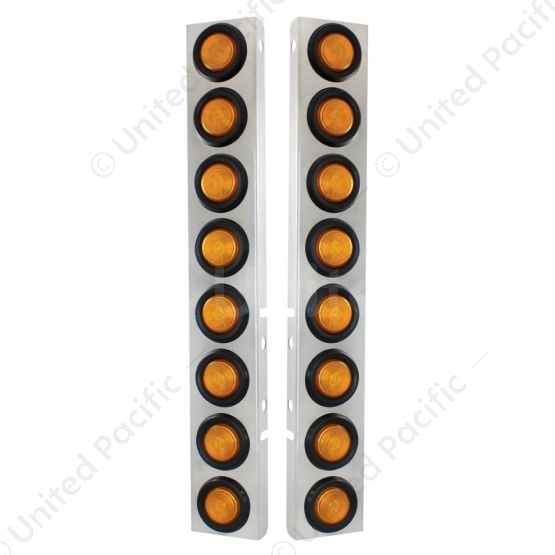 Stainless Front Air Cleaner Bracket With 16X 2" Flat Lights & Grommets For Peterbilt