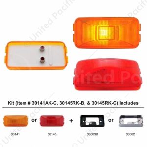 Rectangular Light Kit (Clearance/Marker) With Chrome Bracket - Red Lens
