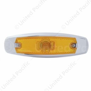 Single Halogen Bulb Light (Clearance/Marker) With SS Bezel - Amber Lens