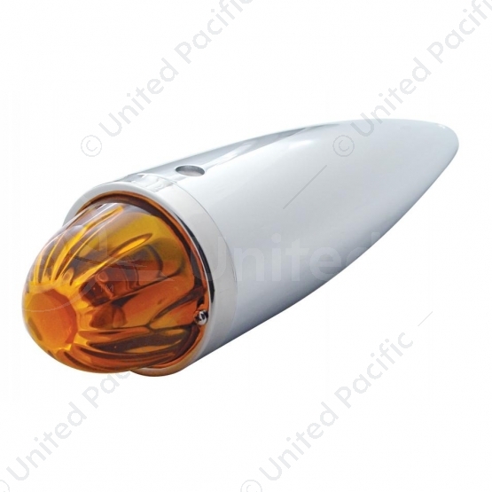 Chrome Die Cast Torpedo Cab Light With Watermelon Glass Lens & 1156 Bulb - Amber