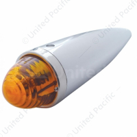 Chrome Die Cast Torpedo Cab Light With Beehive Glass Lens & 1156 Bulb - Amber