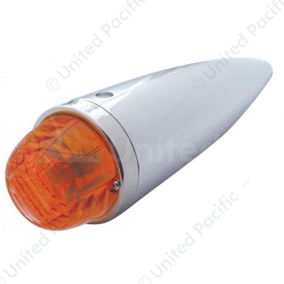 Chrome Die Cast Torpedo Cab Light With Crystal Glass Lens & 1156 Bulb - Dark Amber