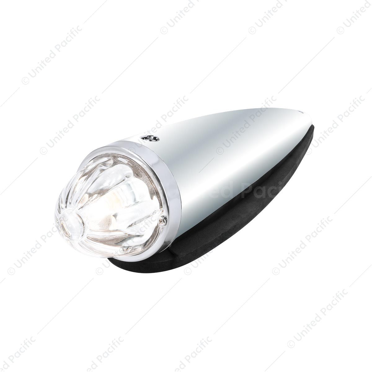 Chrome Die Cast Torpedo Cab Light With Watermelon Glass Lens & 1156 Bulb - Clear