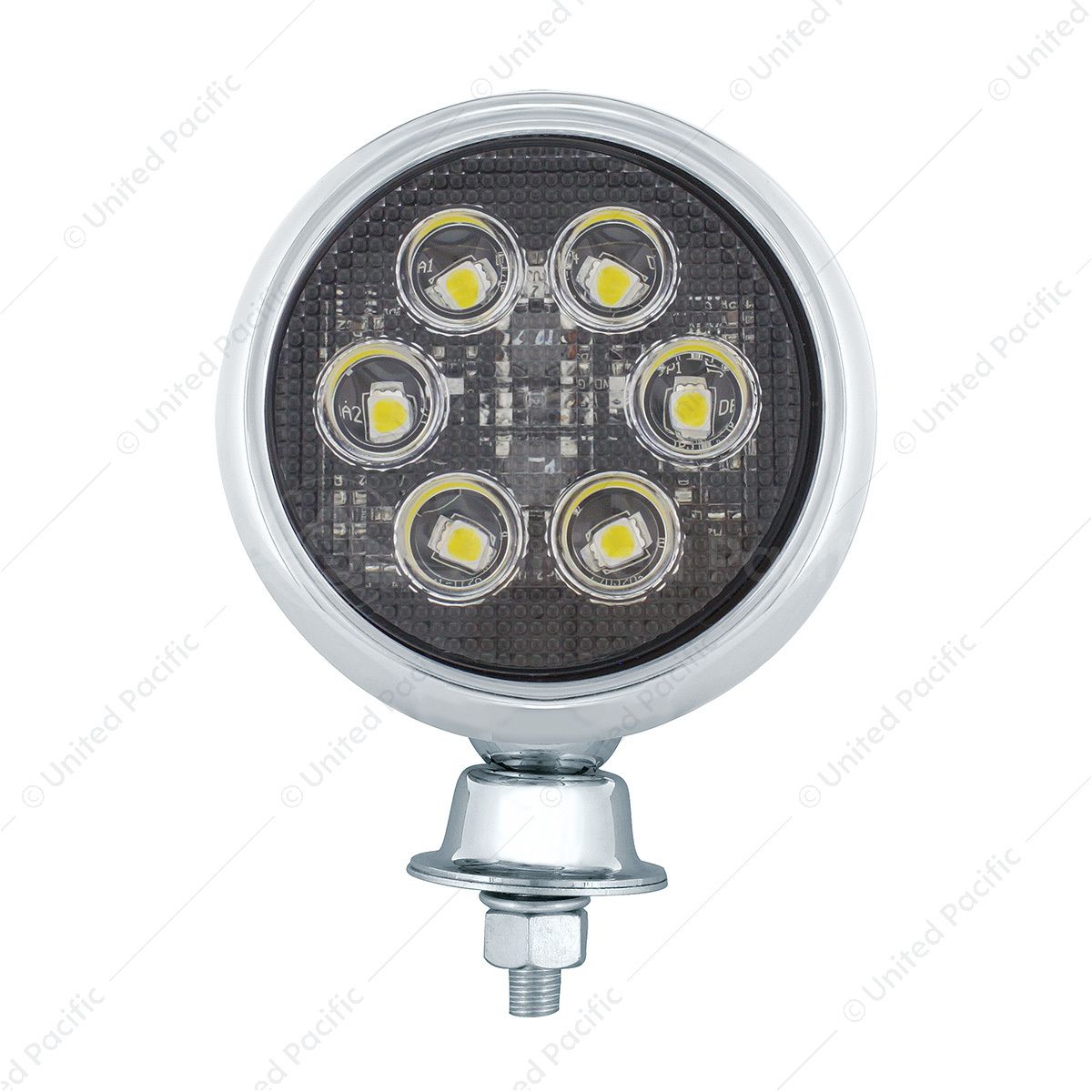 6 High Power LED Round Work Light With Teardrop Style Chrome Housing