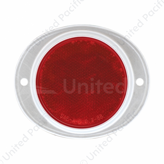 3-3/16" Round Reflector With Aluminum Mount Base - Red