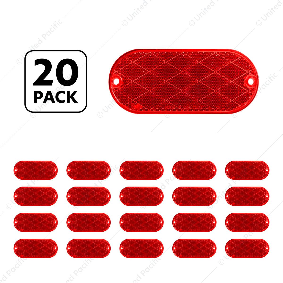 4" X 2" Oval Quick Mount Reflector - Red (20 Pcs)