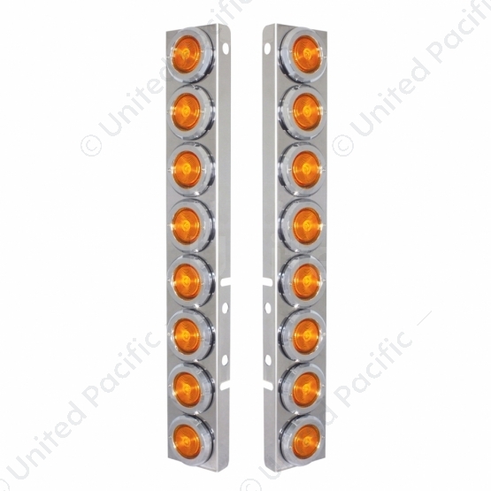 Stainless Front Air Cleaner Bracket With 16X 2" Flat Lights & Bezels For Peterbilt