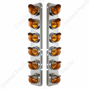 Stainless Front Air Cleaner Bracket With 12X Glass Beehive Lights For Peterbilt