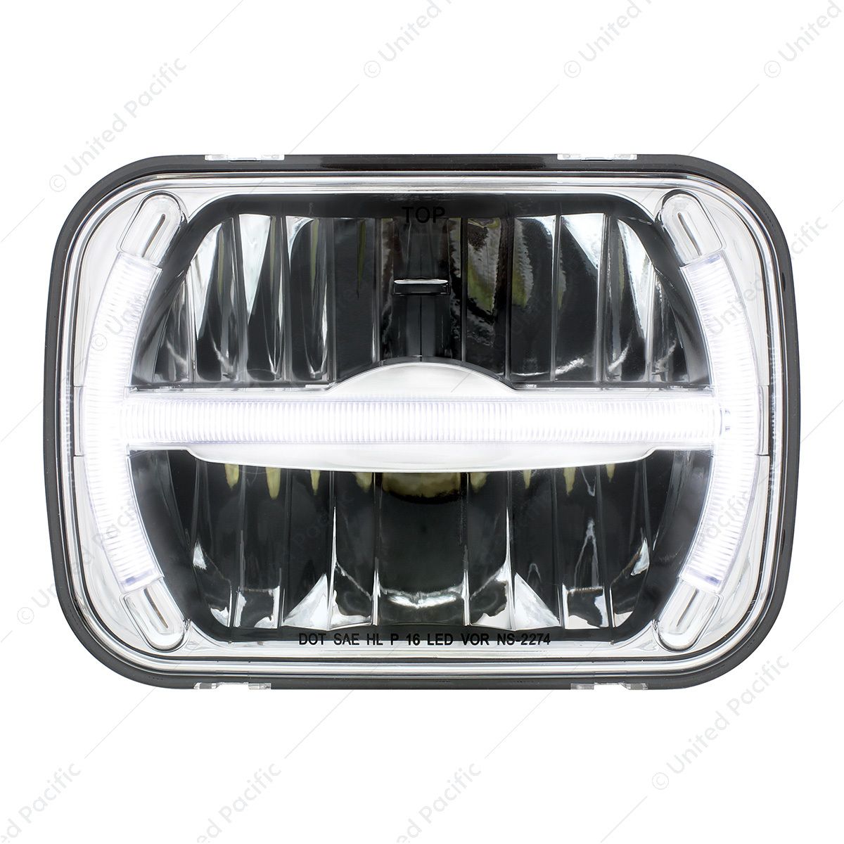 ULTRALIT - 7 LED 5" X 7" Rectangular Headlight With LED Light Bar