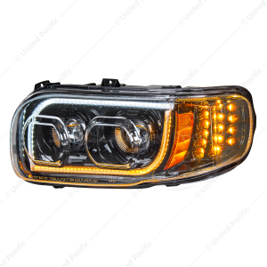 High Power LED Headlight With 16 LED Turn & 57 LED Bar For 2008-2024 Peterbilt 389