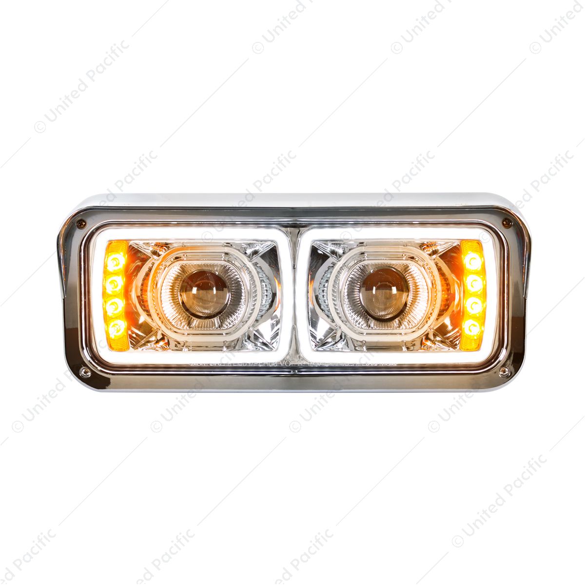 High Power LED "Chrome" Projection Headlight With LED Turn Signal & Position Light Bar - Passenger