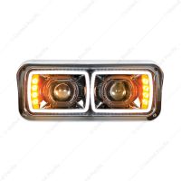 High Power LED "Blackout" Projection Headlight With LED Turn Signal & Position Light Bar - Passenger