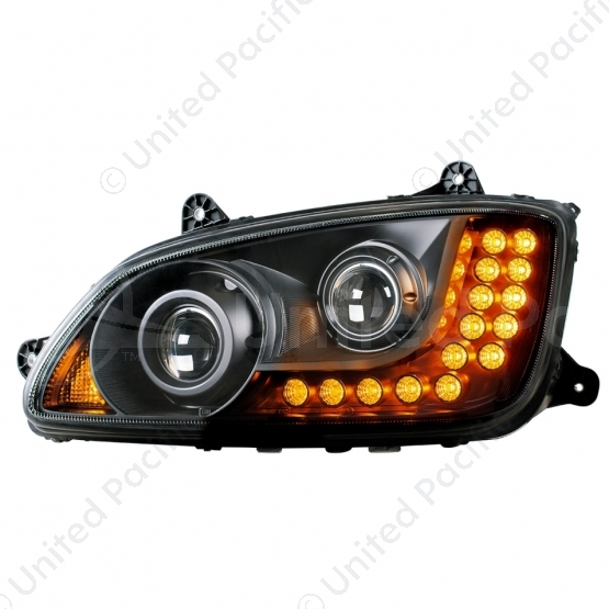 Blackout Projection Headlight Assembly For 2008-2017 Kenworth T660 - Driver