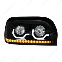 Blackout Headlight With LED Turn Signal & Light Bar For 1996-2010 Freightliner Century - Passenger