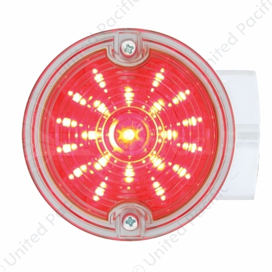 21 LED 3-1/4" Signal Light For Harley Motorcycle With Housing - Red LED/Clear Lens