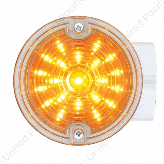 21 LED 3-1/4" Dual Function Signal Light For Harley Motorcycle With Housing - Amber LED/Clear Lens