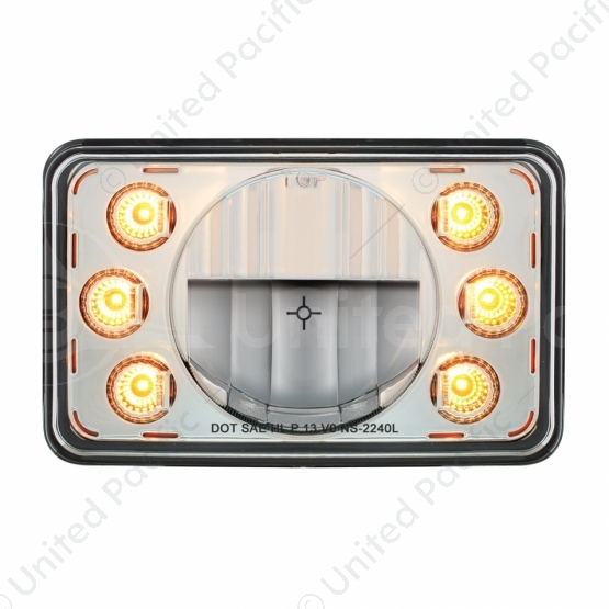 ULTRALIT - 4" X 6" LED Headlight With Dual Function 6 Amber LED Position Lights - Low Beam