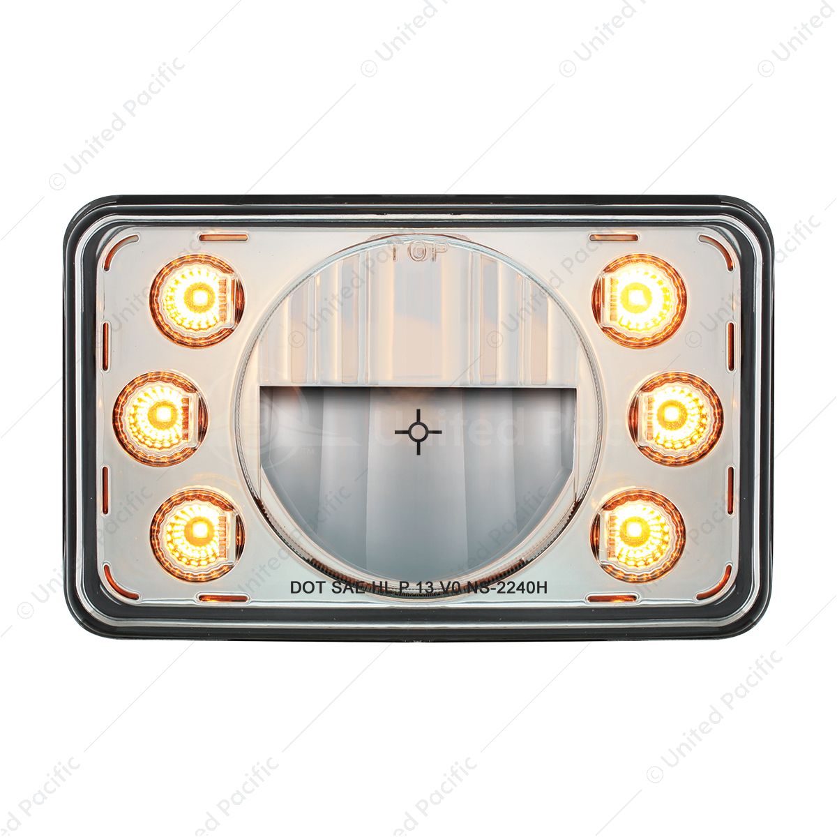 ULTRALIT - 4" X 6" LED Headlight With Dual Function 6 Amber LED Position Lights - High Beam