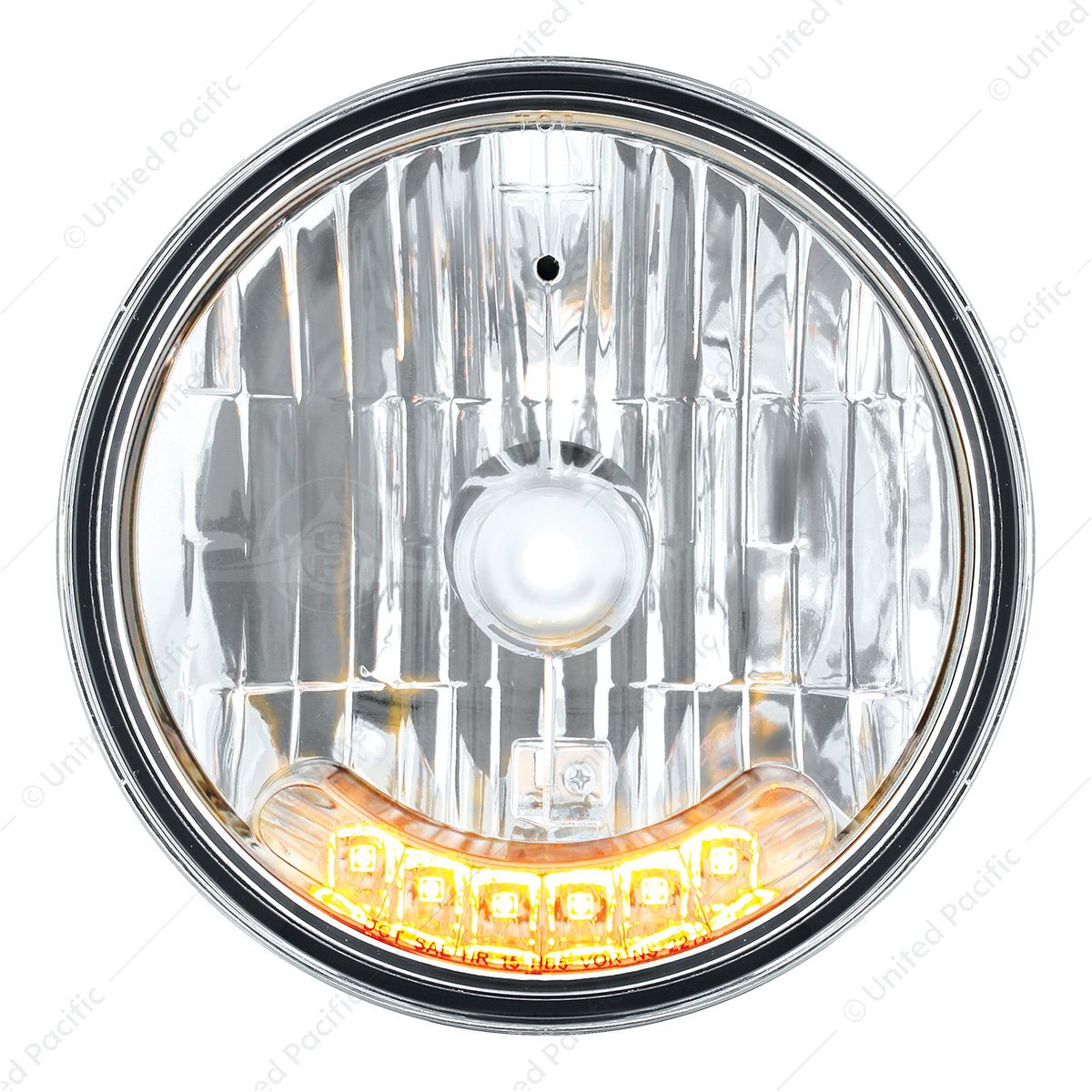 7" Crystal Headlight With 6 Amber LED Position Light