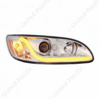 Chrome Projection Headlight W/LED Dual Function Light Bar For PB 386 (2005-2015) & 387 (1999-2010) -