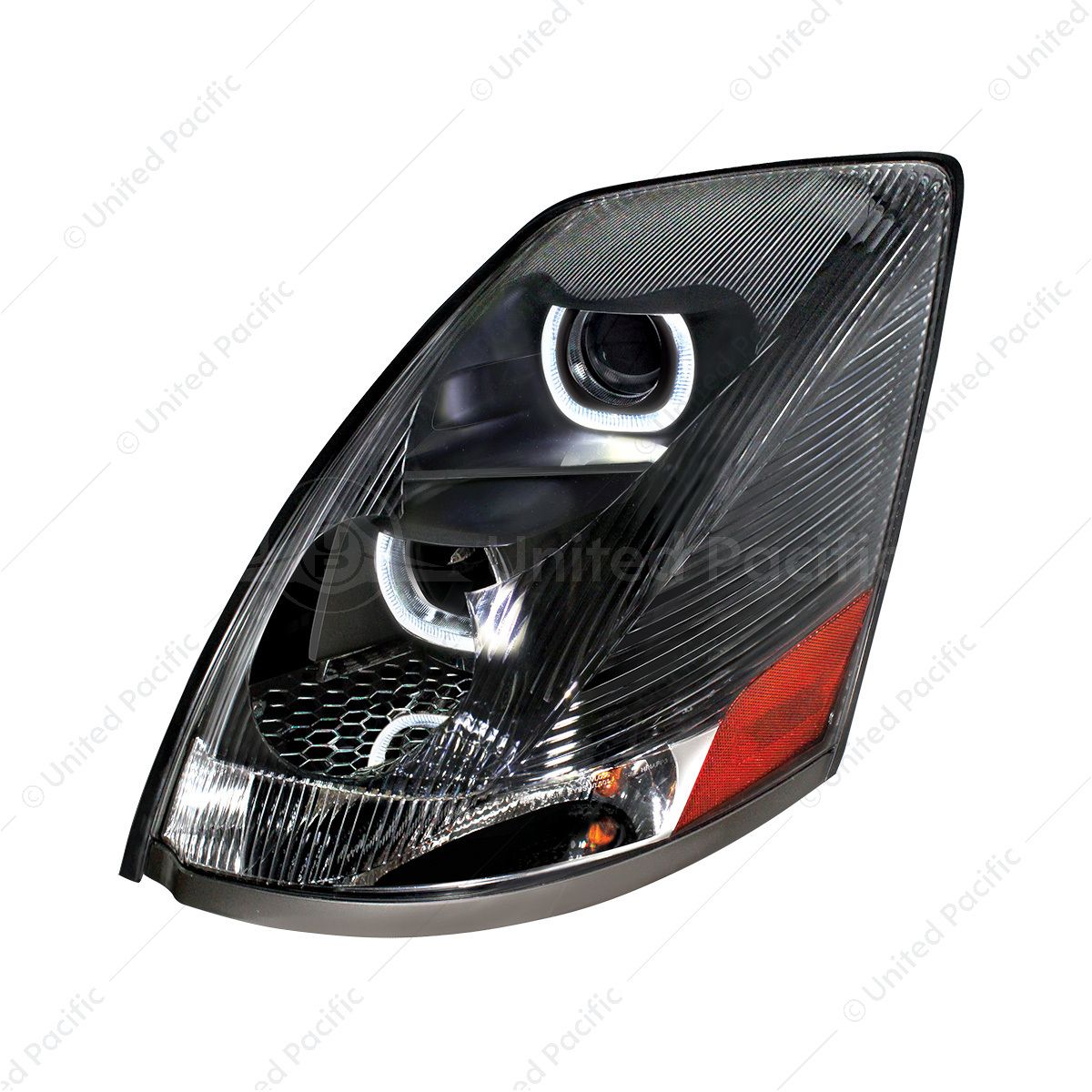 Blackout Projection Headlight With White LED Light Bar For 2003-2017 Volvo VN/VNL - Driver