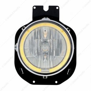 Crystal Headlight With Amber LED Halo Ring For 1996-2005 Freightliner Century
