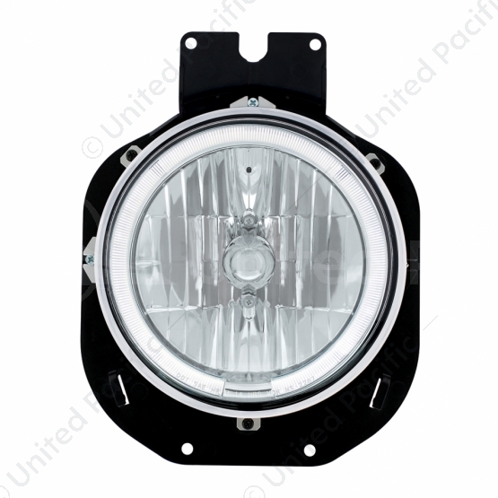Crystal Headlight With White LED Halo Ring For 1996-2005 Freightliner Century