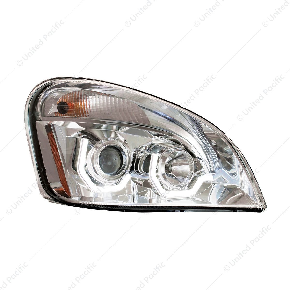 Chrome Projection Headlight With White LED Position Light For 2008-2017 Freightliner Cascadia - Pass