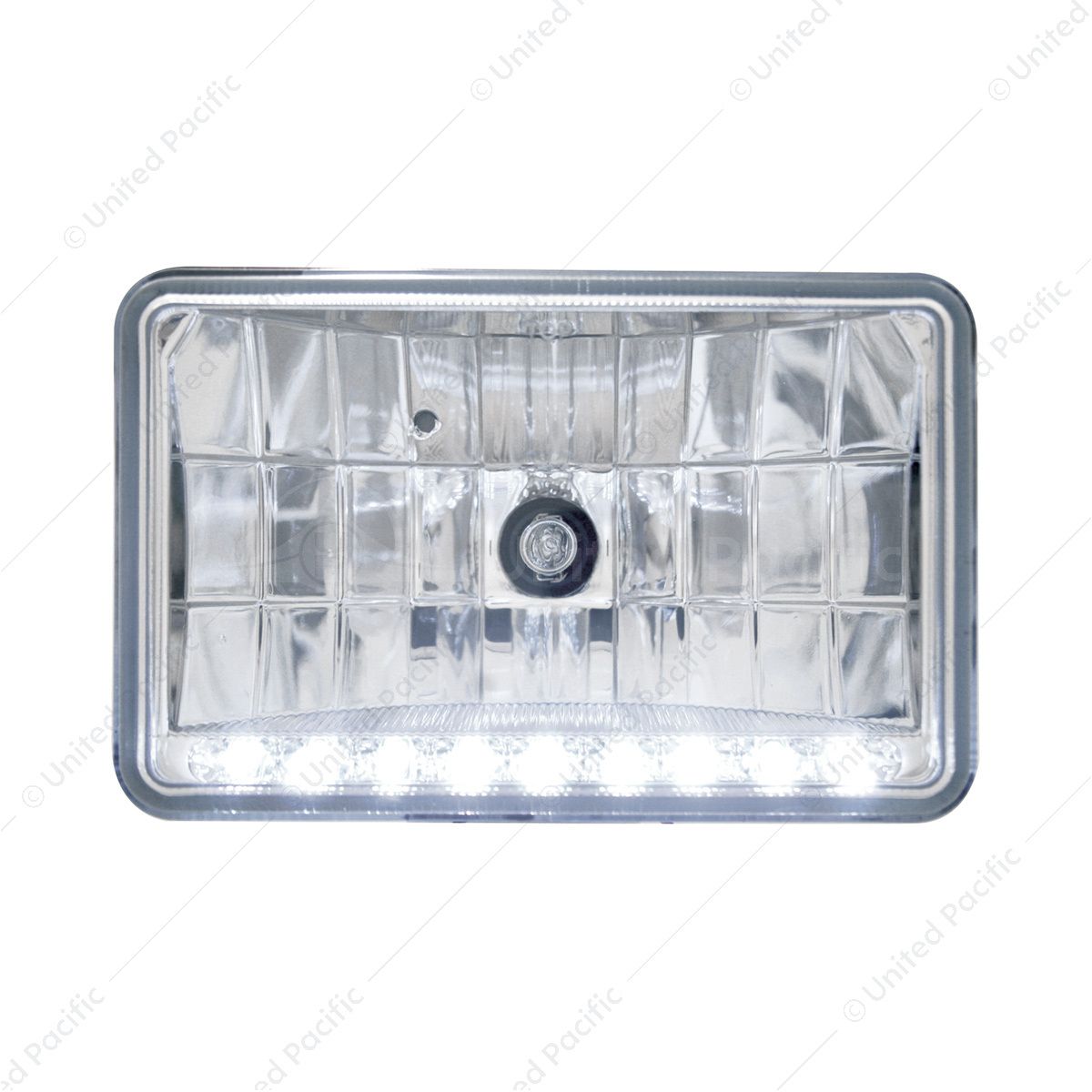 4" X 6" Crystal Headlight With 9 White LED Position Light - Low Beam