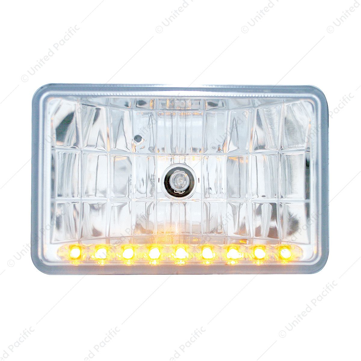 4" X 6" Crystal Headlight With 9 Amber LED Position Light - High Beam
