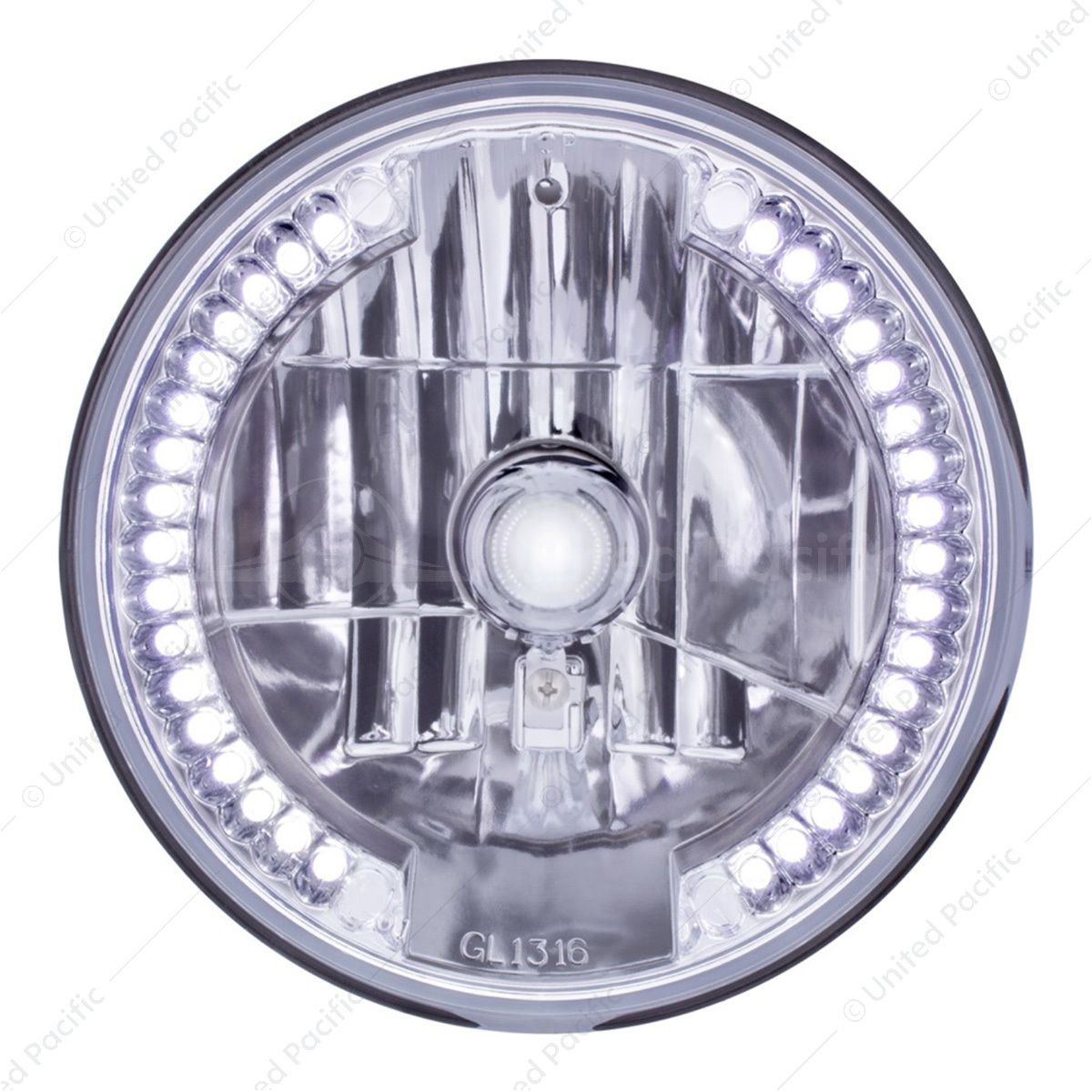 7" Crystal Headlight With 34 White LED Position Light