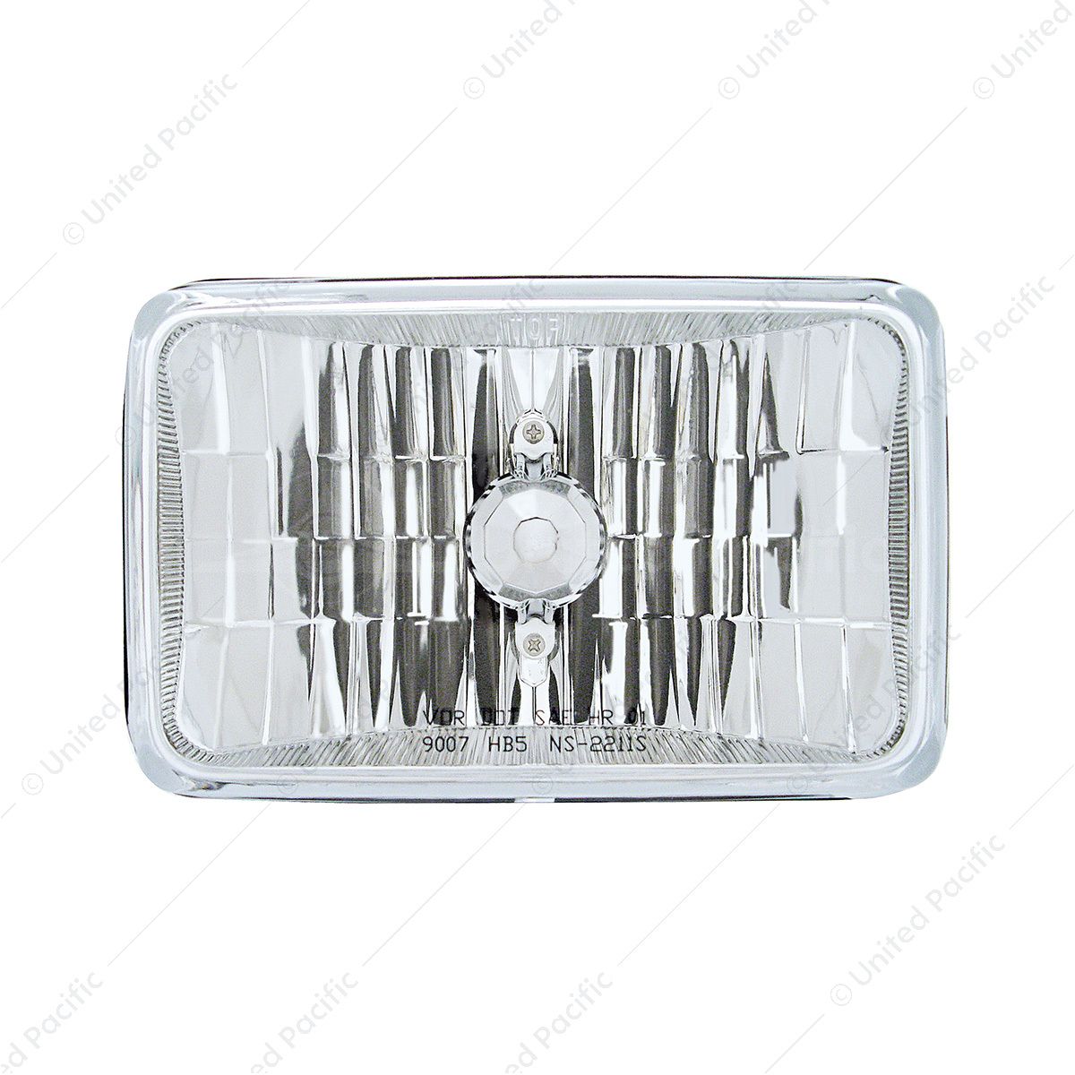 4" X 6" Crystal Rectangular Headlight, Glass Lens - High & Low Beam