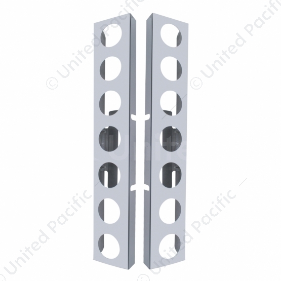 Kenworth Stainless Front Air Cleaner Bracket Only - 14 Light Cutouts (Pair)