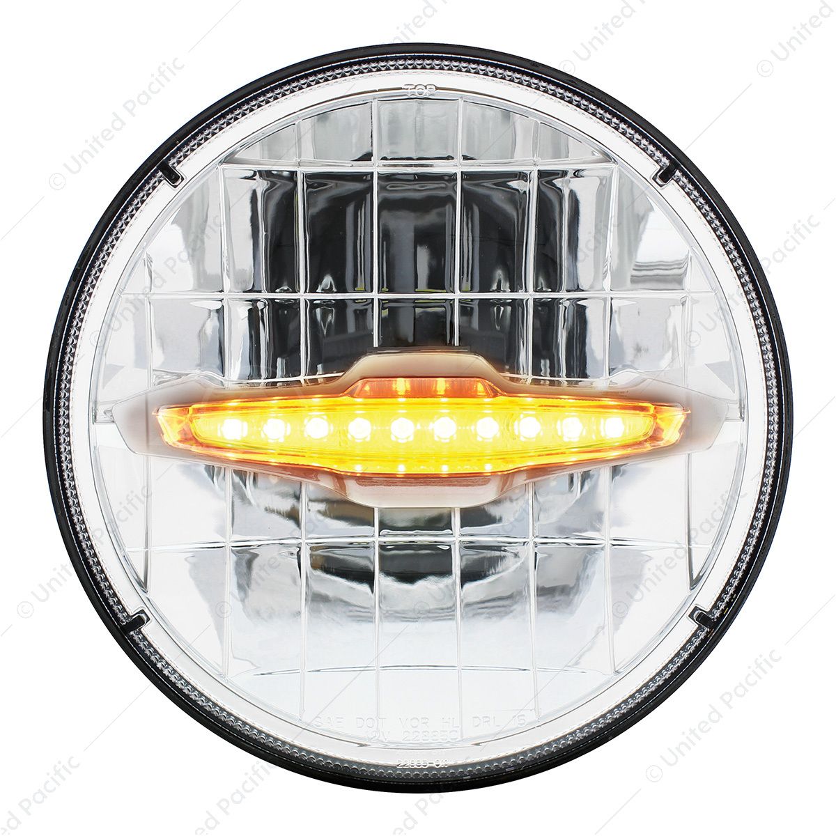 ULTRALIT - 3 High Power LED 7" Headlight With 10 Amber LED Position Light