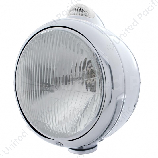 Chrome Guide 682-C Style Headlight H4 & LED Turn Signal - Clear Lens