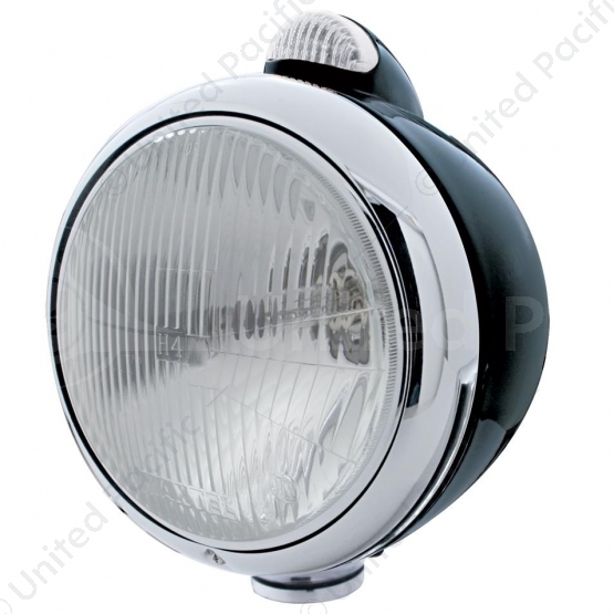 Black Guide 682-C Style Headlight H4 & LED Turn Signal - Clear Lens