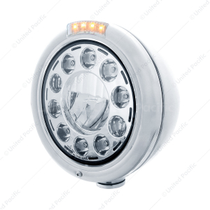 Stainless Classic Headlight 11 LED Bulb & Dual Mode LED Turn Signal