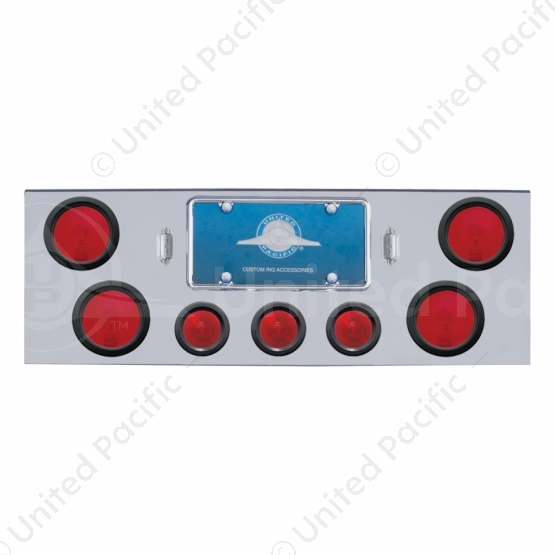 Chrome Rear Center Panel With Four 4" Lights & Three 2.5" Beehive Lights & Grommets