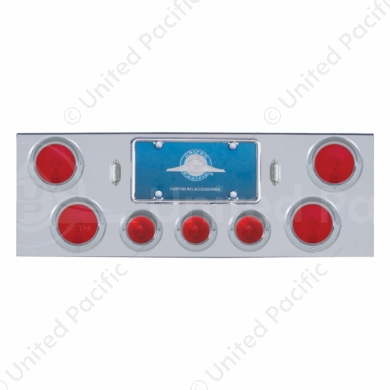 Chrome Rear Center Panel With Four 4" Lights & Three 2.5" Beehive Lights & Visors