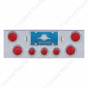 Chrome Rear Center Panel With Four 4" Lights & Three 2-1/2" Beehive Lights