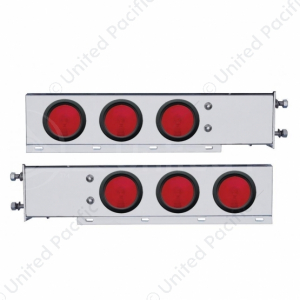 3-3/4" Bolt Pattern Chrome Spring Loaded Light Bar With 6X 4" Lights - Red Lens (Pair)