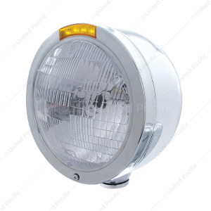 Stainless Steel Bullet Half Moon Headlight H6024 Bulb & LED Turn Signal