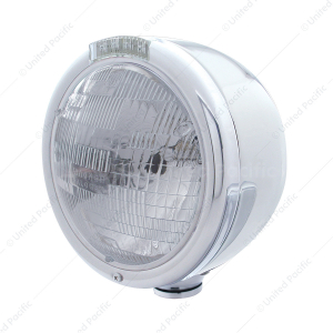 Stainless Steel Classic Half Moon Headlight H6024 Bulb & LED Turn Signal