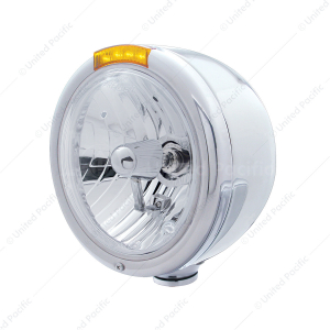 Stainless Steel Classic Half Moon Headlight Crystal H4 Bulb & LED Turn Signal