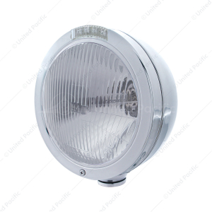 Stainless Steel Bullet Classic Headlight H4 Bulb & LED Turn Signal