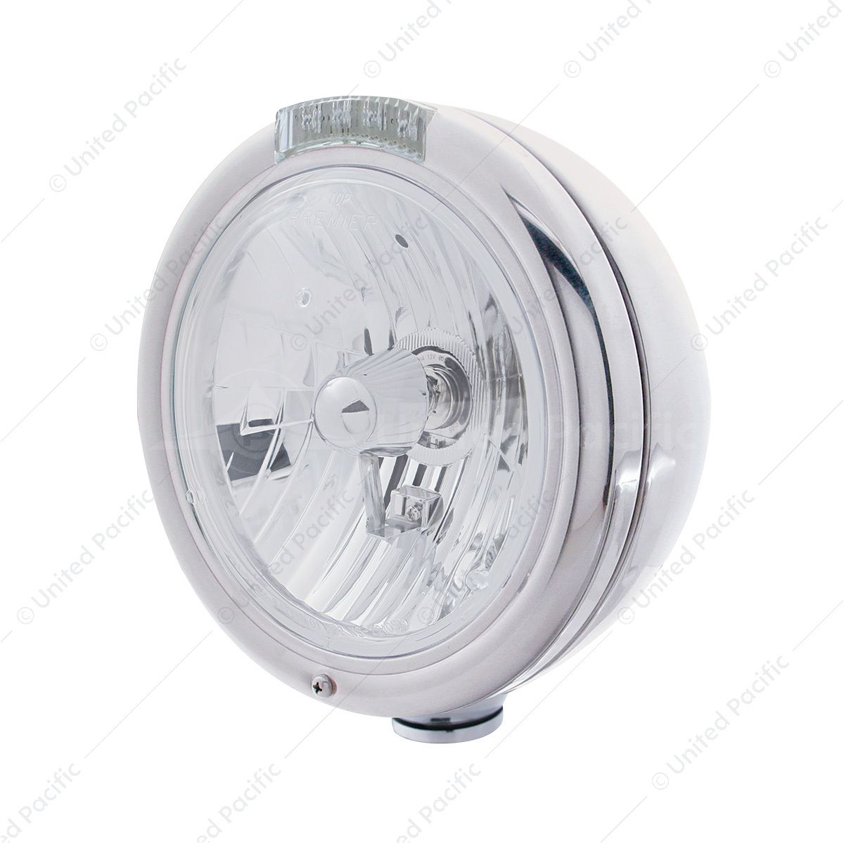 Chrome Classic Headlight Crystal H4 Bulb & LED Turn Signal - Clear Lens